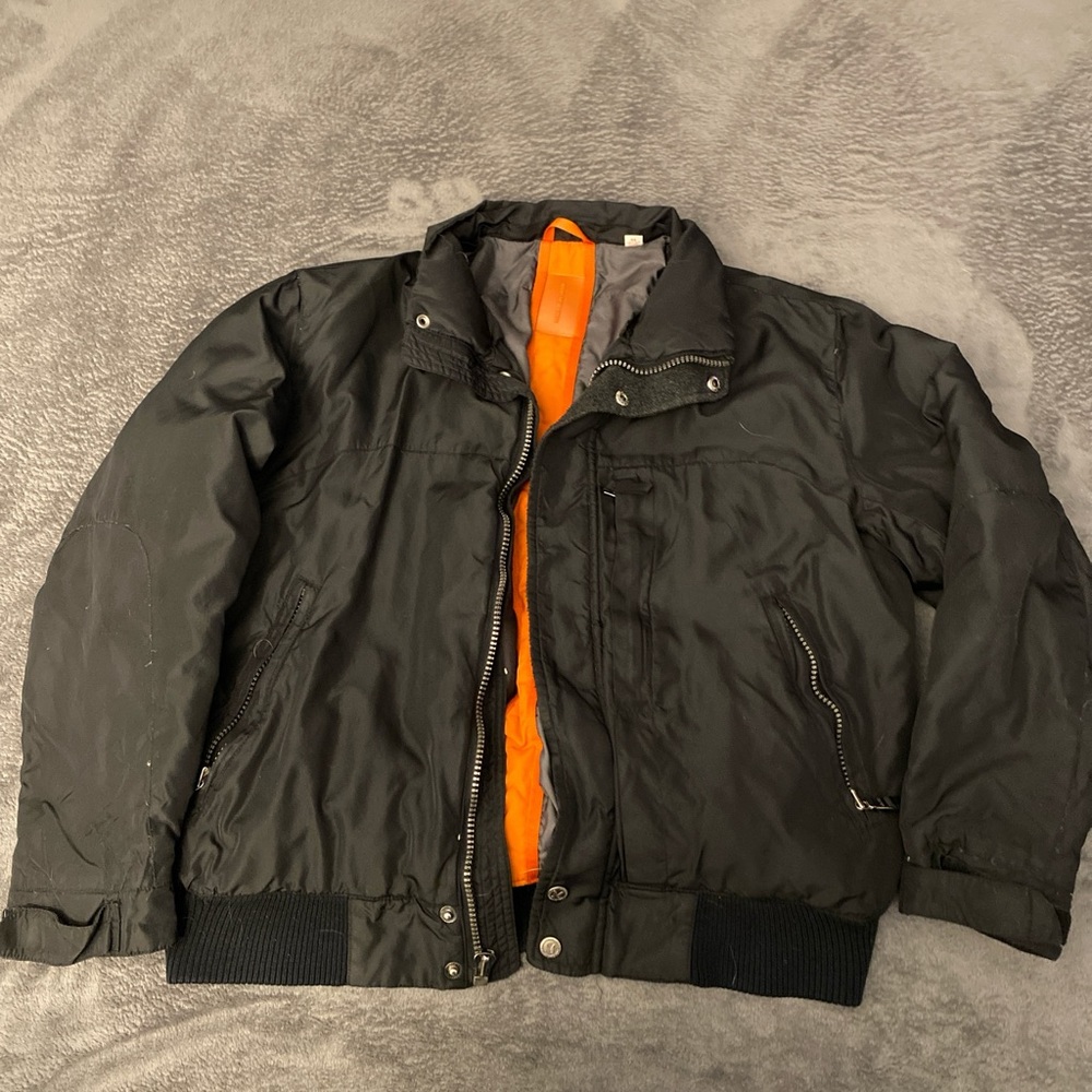 Marc New York Black Bomber Jacket With Zipper Pockets Size M